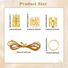 82pcs Golden Hair Rings With 2 Ropes-Adjustable For Women And Girls Hair Cuffs With Rope Accent - Gold - View 6