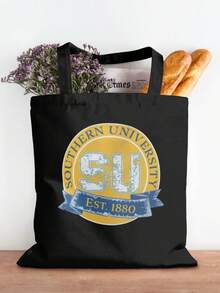 Blue & Yellow Southern University Seal Canvas Tote Bag, Classic College Style ,Canvas Tote Bag With Handles,Durable Canvas Tote Bag,Canvas Tote Bag For Shopping/Grocery - màu đen - Xem 3