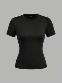 Set de 3 camisetas de mujer de cuello redondo de ajuste ceñido, 95% algodón, en negro, blanco y gris, aptas para todas las estaciones, interior y exterior, con estilo vintage y lindo para verano, para salidas de verano, hogar, vuelta al cole, otoño - Multicolor 3 - Ver 5