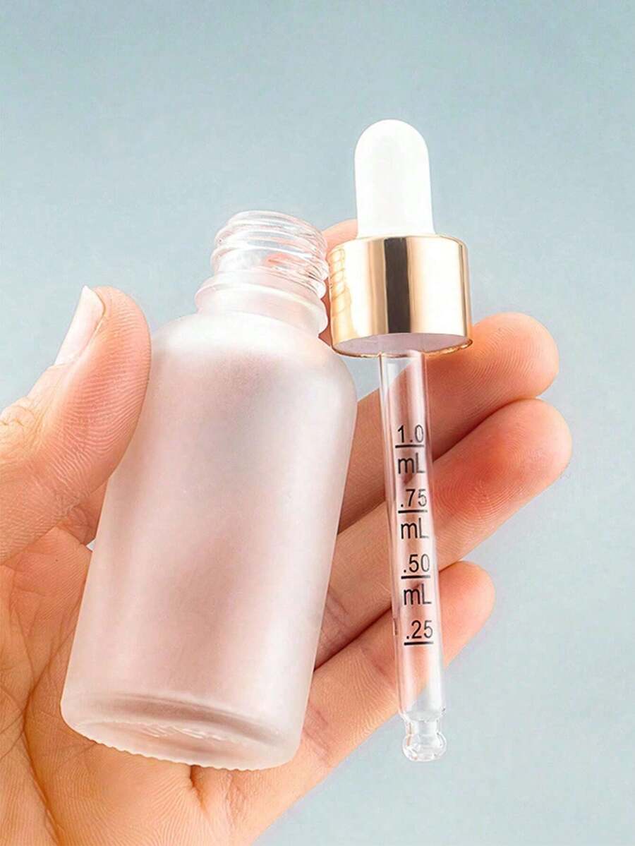1pc 5ml-100ml Refillable Empty Glass Dropper Bottle, Essential Oil Liquid Dropper Bottle, Travel Perfume Container - Gold - View 1