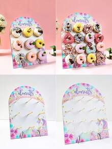 1 Set Wooden Arch Donut Display Stand, Featuring Jungle Animals, Pink Butterflies, Rainbow Unicorns And Mermaids, Suitable For Birthday Party, Wedding Table Decor, Dessert Display, Party & Wedding Centerpiece, Thanksgiving, Christmas Party Kitchen - Multicolor - View 9
