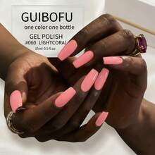 Merek GUIBOFU 1 buah No.060 Kutek Gel Warna Light Coral Pink - Berwarna merah muda - View 10