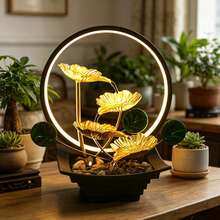 1 USB Powered Indoor Desktop Fountain Waterfall Decoration, Made Of Durable And Easy To Maintain Cast Iron, Suitable For Living Rooms, Offices/Bedrooms. A Relaxing Ornament With Soothing Water Flow Is An Ideal Holiday Creative Gift - JR134LED - View 5