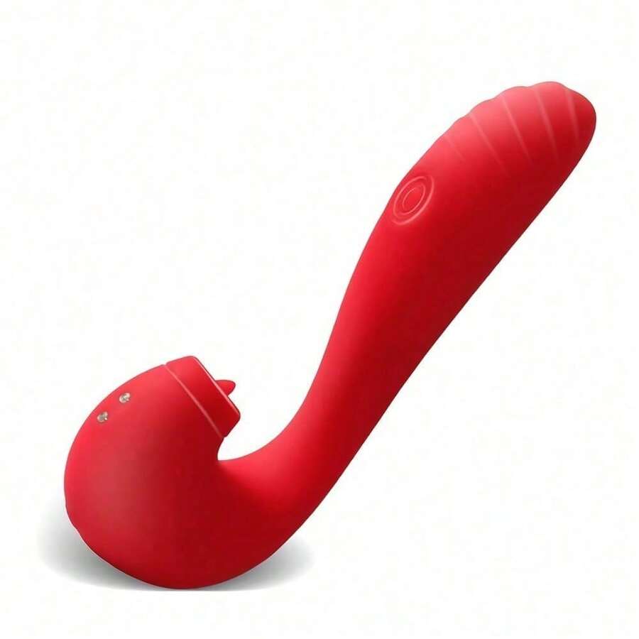 Tongue Licking And Tapping VibratorMulti-Point Stimulation Vibration Massage Stick Adult Sex Toy For Women Masturbator Vibrator Dildo - Hot Pink - View 1