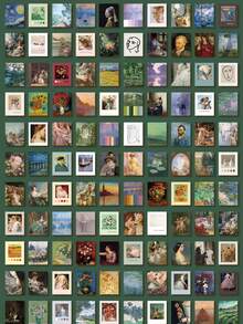 1 Book 400 Sheets Vintage Van Gogh Oil Painting Sulfuric Acid Paper Material For Scrapbooking, Diary Decoration, No Duplicate Designs - SCZ014 - View 4