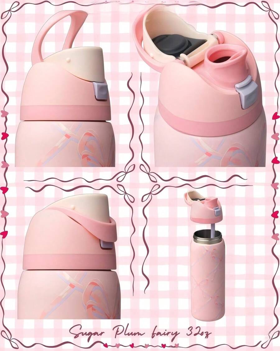 32oz Insulated Stainless Steel Water Bottle Leakproof Travel Gym Office Mug - Coral Pink - View 1