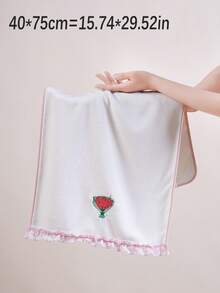 珊瑚絨刺繡玫瑰浴巾，浴室浴巾，花束，婚禮裝飾，伴娘，吸水微纖維純色刺繡浴巾或毛巾，情侶風居家手巾浴巾，柔軟親膚浴室毛巾，浴室用品，沙灘巾，適用於浴室、學校、開學季、居家必需品 - 白色 - 查看 7