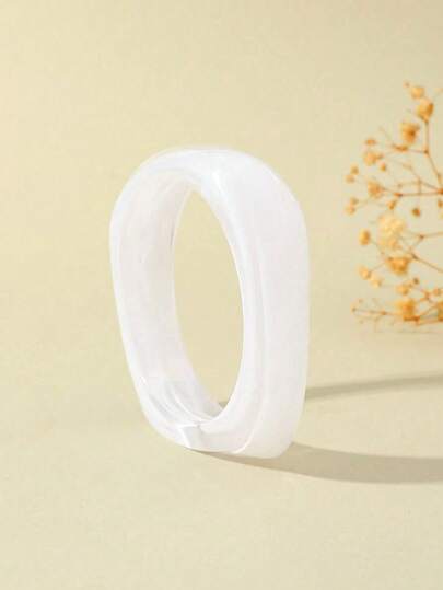 3pcs Fashionable Faux Jade Texture Resin Bangle Bracelets, Elegant Retro Spring Style Colorful Brace