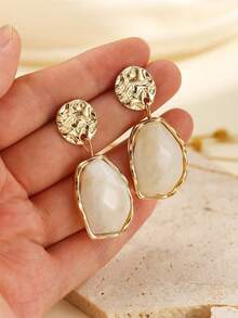 1 Pair Bohemian Luxury Resin Minimalist Classic Versatile Earrings - Beige - View 1