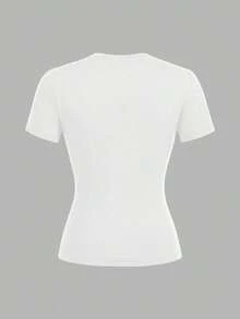 Set de 3 camisetas de mujer de cuello redondo de ajuste ceñido, 95% algodón, en negro, blanco y gris, aptas para todas las estaciones, interior y exterior, con estilo vintage y lindo para verano, para salidas de verano, hogar, vuelta al cole, otoño - Multicolor 3 - Ver 7