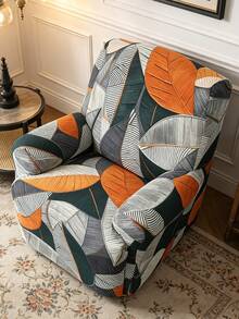 4/6/8 pcs Sarung Sofa Elastis Motif Daun, Tahan Debu dan Kotoran, Cocok untuk Ruang Tamu, Kantor, dan Dekorasi Rumah - Jeruk - View 4