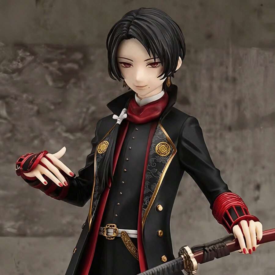 1個酷遊戲角色人偶,黑色服裝動漫卡通雕像,附手持裝飾配件與底座,適合收藏,遊戲迷與動漫迷的理想節日禮物選擇 - 彩色 - 查看 1