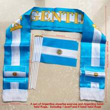 1 Set Argentina/Brazil/Colombia Cheerleading Scarf And Hand Waving Flags, Including 1 Scarf And 5 Hand Flags, Football Match Accessories - Suitable For Events, Parties, Business, Sports, Festivals, Home Decor, Outdoor Decor - A - View 14