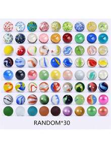 30/60/100pcs 1.6cm Colorful Transparent Glass Beads, Bouncy Marbles - Multicolor - View 1