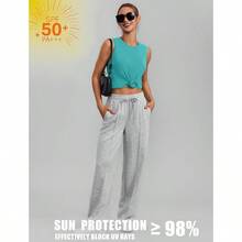 PINSPARK Workout Tops For Women Sleeveless Athletic Tank Tops UPF 50+ Running Tanks With Side Slits Loose Fit Gym Yoga Shirt - Turquoise - View 5