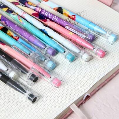 12pcs / 1boxes K-Pop D Emon Hunters Cartoon Erasable Gel Pens Set, Thermal Erasable Pens For Students, Back To School Gift, New Semester Stationery Supplies