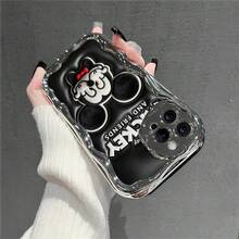 Officially Licensed Disney Mickey Mouse Phone Case, This Protective Phone Case Features A Classic Print Of Cheerful Mickey Mouse With His Iconic Round Ears And Bright Smile, Set Against A Vibrant Backdrop Decorated With Subtle Star And Polka Dot Accents, Made With Flexible, Durable TPU Material To Protect Against Everyday Scratches, Bumps, And Minor Impacts, With A Raised Camera Frame For Extra Lens Protection, Slim And Lightweight Construction That Adds Minimal Bulk And Fits Easily In Pockets And Bags, Compatible With IPhone 17, 16, 15, 14, 13, 12, 11 Pro Models, Making It A Timeless Choice For Mickey Fans And Disney Lovers, Ideal For Birthdays, Holidays, Or Any Special Occasion To Surprise Family And Friends - Silver - View 3