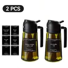 1件 16oz/470ml 2合1玻璃橄欖油分裝瓶與噴霧器，可重複使用帶把手油瓶，防漏烹飪用油噴霧器，雙用倒油與噴油容器，防滴漏玻璃油瓶附標籤，適用氣炸鍋、烘焙、燒烤 - 查看 14