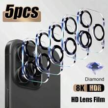 5 piezas de protector de lente de pantalla de seda compatible con iPhone 11/12/13/14/15/16 Pro Max/17 Pro/17 Air/17 Pro Max, película de vidrio templado trasera de pantalla completa y protector de lente de cámara, fácil instalación, compatible con modelos específicos - transparente - Ver 34