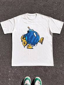 Camiseta de Algodón de 220G con Diseño Único en Azul - Blanco - Ver 8