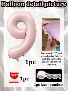40-Inch Matte Pink Large Aluminum Foil Number Balloons, 0-9 Lace Edged Aluminum Foil Balloons, With Glue Dots, Reusable, Suitable For Birthday Party Decor, Holiday Decor, Hawaiian Party Decor, Room Background Decor, Photo Props, Valentine's Day Decor, Indoor & Outdoor Use, Gender Reveal, Decorations - Pink - View 19