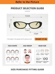 1pc Vintage Oval Narrow Frame Small Frame Brown Fashion Glasses Women Plastic Classic Style Outdoor Travel Beach Vacation Casual Decorative Daily Wear Summer Sun Protection Shading Fashion Glasses Men - Black Frame Porn - View 4