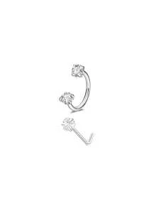 2/6 Peças Argolas de Nariz em Forma de Ferradura com Piercing de Nariz em Formato de L, Anel de Nariz de Aço Inoxidável 18G com Zircônia Cúbica Arco-Íris, Piercing de Lábio, Sobrancelha, Hélice e Orelha para Mulheres e Homens - Multicolorido - Visão 10