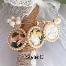 Personalized Wedding Bouquet Photo Hanging Ornament, Wedding Bouquet Photo Hanging Ornament, Customizable Bouquet Hanging Ornament, Bridal Keepsake, Custom Photo Memorial Pin - C-photo Bouquet Pin - View 10