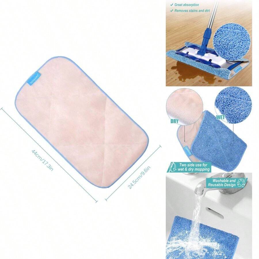3 Pack Microfiber Mop Refills Compatible With MR. SIGA Professional Mop, 17.3x 9.4 Inch Reusable Flat Mop Pads Hardwood Floor Cleaning And Waxing, Dual-Sided Wet/Dry Mop Cloth - Bộ 3 cái - Xem 1