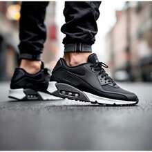 Men's 90 Performance Air Sneakers - Lightweight, Comfortable, Everyday, Street Style - 黑與白 - 查看 3