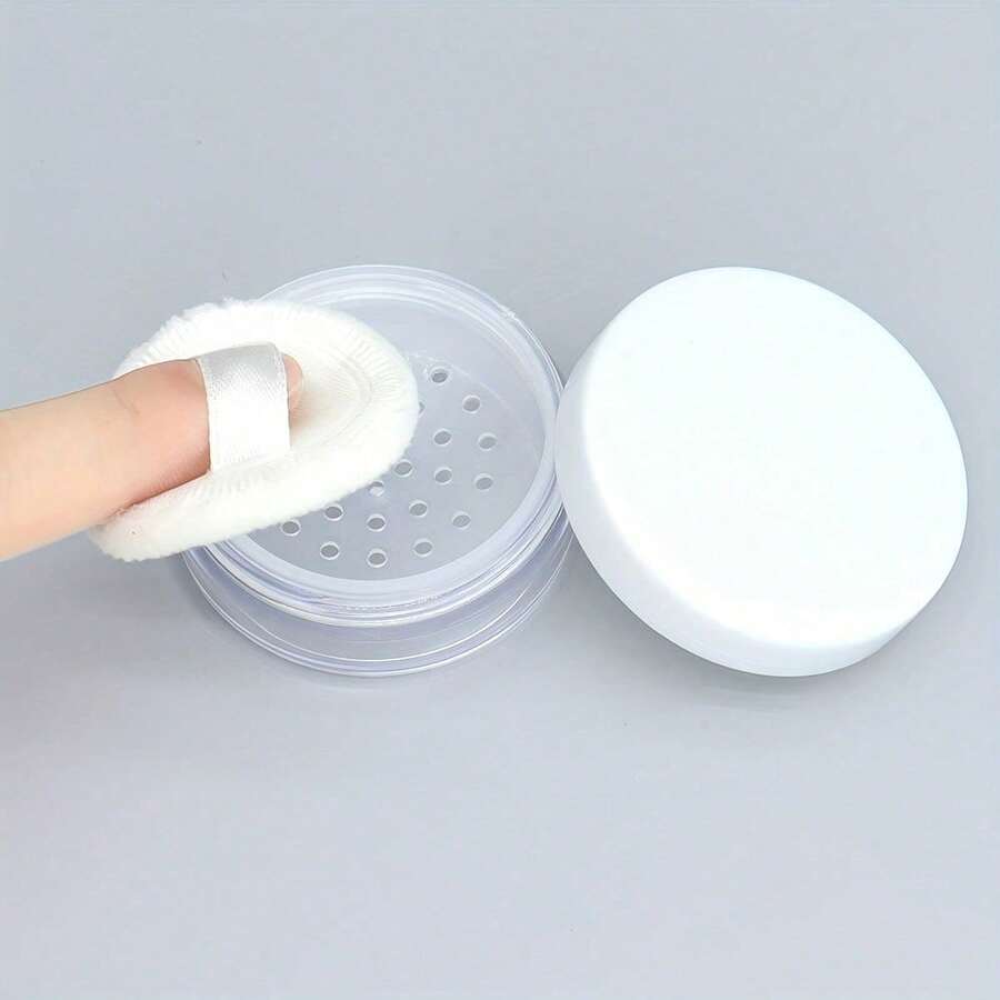 1 pezzo Custodia riutilizzabile in plastica per cipria sciolta da 20g con cuscinetto per cipria morbido, design multifunzionale adatto per conservare cipria sciolta, crema per gli occhi, correttore e campioni di prodotti per la cura della pelle, portatile e leggero per l'uso in viaggio, strumento di trucco essenziale per il ritocco quotidiano di donne e ragazze, trucco all'aperto e appassionati di trucco