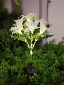 1 件 - 7 百合太阳能 LED 花园灯，户外装饰路径照明，婚礼装饰花，优雅的太阳能灯，逼真的粉色、黄色和白色花朵，适合户外使用，非常适合生日派对、情人节礼物和花园装饰 - 彩色 - 查看 14