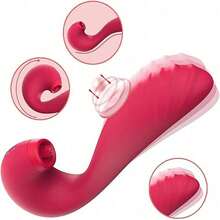 Tongue Licking And Tapping VibratorMulti-Point Stimulation Vibration Massage Stick Adult Sex Toy For Women Masturbator Vibrator Dildo - Hot Pink - View 8