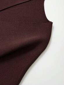 Áo khoác cardigan dệt kim tay cánh dơi màu trơn thường ngày - Cà phê nâu - Xem 4
