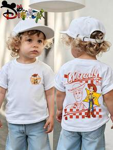 Disney Licensed Street Style Toy Story Woody Art Print Kids' T-Shirt, Bold Cute Cartoon Graphic Tee With "Woody 1995" Retro Logo, Perfect For Everyday Wear, Casual Meetups, Themed Outings And Urban Street Style, Shipped From Local Warehouse - trắng - Xem 1