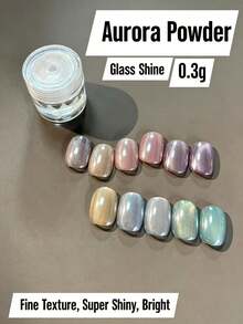 Rainbow Moonlight Nail Powder - 6 Aurora Colors, Creating A Stunning Mirror Effect Nail Art (1G/Pcs) - Multicolor - View 1