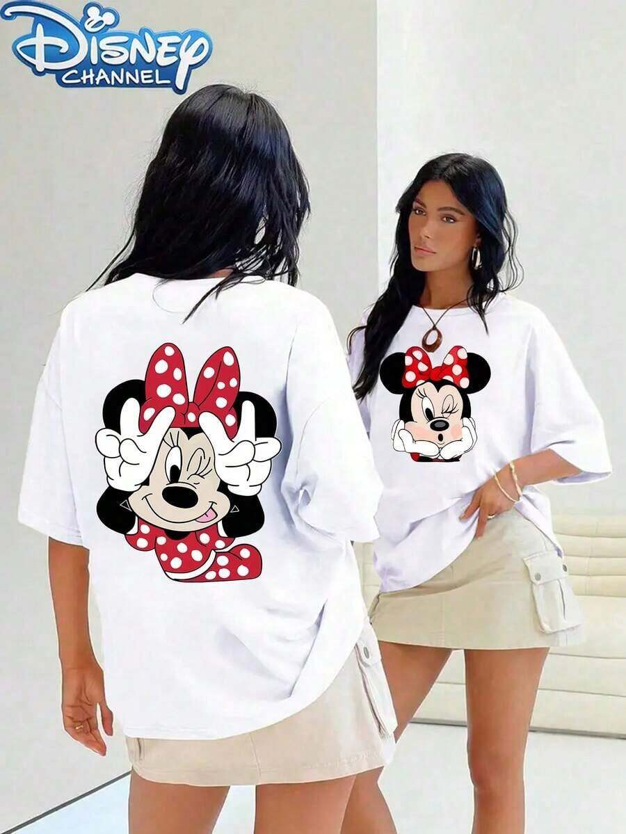 (Authorized By Disney) Double-Sided Minnie's Playful Gesture Printed T-Shirt, With A Wink On The Front, A Minnie Pattern On The Back, And Double-Sided Minnie's Interesting Printed Short Sleeves. The Fabric Is Soft, Comfortable And Breathable, Suitable For Daily Wear, Shopping, Travel, Parties And Home Use. It Is Also Suitable As A Beautiful Gift. Every Woman Should Have One.--Disneys Disneyland Paris The Magic Kingdom Disneyesque The House Of Mouse Mickey Mouse Empire Modest Summer Outfits Take That T Shirt Summer Coord Tops For Women Summer Summer Clothes Women Summer Clothes Summer Tops Summer Tops Women Summer Co Ord Summer Top Summer Outfits White Top Black Top Holiday Outfits For Women Tops For Women Summer Holiday Gifts Valentine's Day Gifts Earth Day Gifts Oktoberfest Gifts Summer Bank Holiday Gifts - trắng - Xem 1