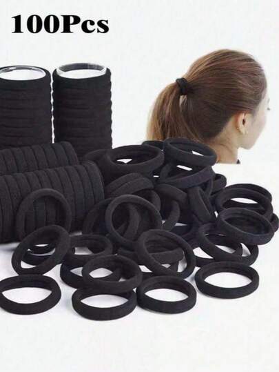100 piezas Lazos de pelo elásticos gruesos y simples de moda, adecuados para uso diario y como regalo. Se pueden usar como lazos de pelo, sujetadores de coleta, diademas y diademas deportivas. Adecuados para mujeres y niñas, pueden asegurar perfectamente el cabello largo. También adecuado para adolescentes. | Serie de lazos de pelo de moda | Lazos de pelo duraderos (disponibles en paquetes de 100/50/20/1 pieza)