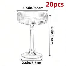 20/10/5/1件 10盎司条纹优雅高脚甜点杯，透明香槟杯，复古马提尼香槟鸡尾酒杯，适用于婚礼、生日派对、酒吧、鸡尾酒、啤酒、饮料、甜点，优雅艺术装饰，可重复使用的慕斯杯，适用于甜点、纸杯蛋糕、圣代、布丁、冷饮、小吃、水果、冰淇淋、用餐、酸奶、储存、酱汁杯、调味品容器，母亲节、婚礼派对、乔迁之喜 - 查看 9