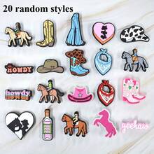 20 pièces Breloques de chaussures de cow-boy occidental - Bottes de cow-boy, chapeaux, chevaux, taureaux, étoiles, cœurs, Yeehaw, accessoires de chaussures de cow-boy en PVC/plastique - Faveurs de fête, Noël, Halloween, événements thématiques cow-boy - Décorations de chaussures durables - Multicolore - Voir 9