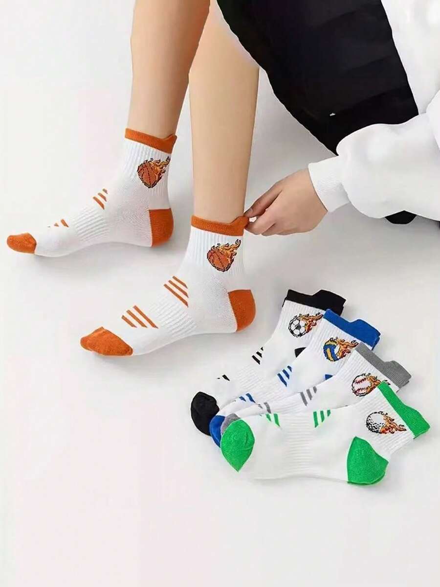 5 Pairs Women's Sports Ankle Socks, Breathable Cartoon Short Socks - Multicolor - View 1