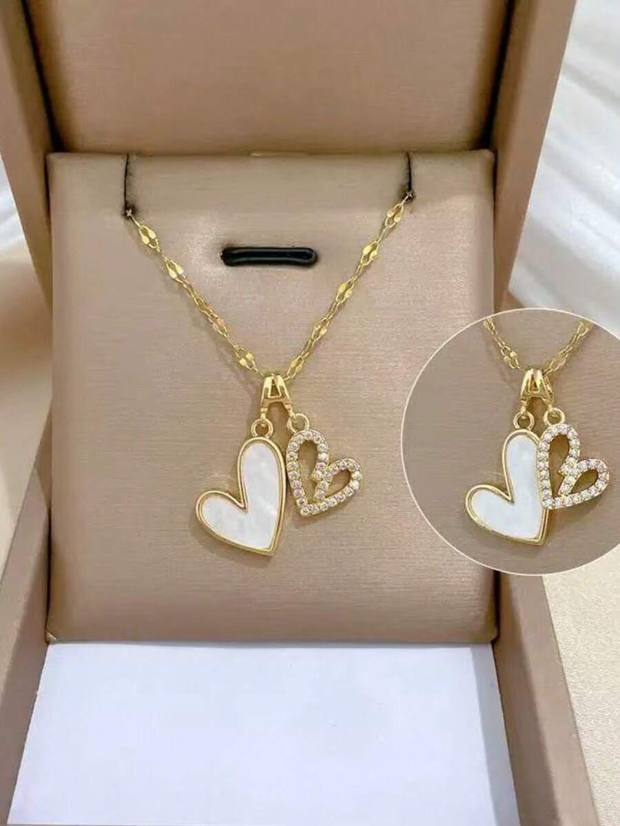 Dây chuyền mặt hình trái tim hình học tối giản thanh lịch, phong cách Bohemian giản dị. - Nhiều màu - Xem 1