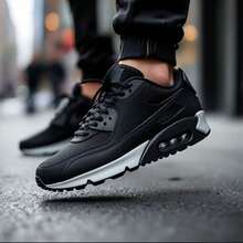 Men's 90 Performance Air Sneakers - Lightweight, Comfortable, Everyday, Street Style - 黑與白 - 查看 4