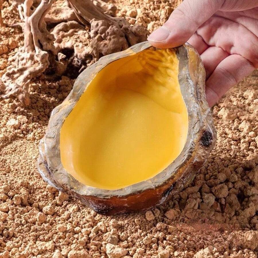 Reptile Lizard Food Bowl Water Bowl Imitation Rock Reptile Habitat Feeding Dish, Suitable For Decoration, Various Reptiles Feeding