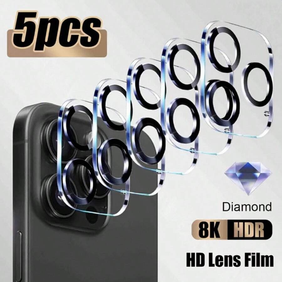 5 piezas de protector de lente de pantalla de seda compatible con iPhone 11/12/13/14/15/16 Pro Max/17 Pro/17 Air/17 Pro Max, película de vidrio templado trasera de pantalla completa y protector de lente de cámara, fácil instalación, compatible con modelos específicos