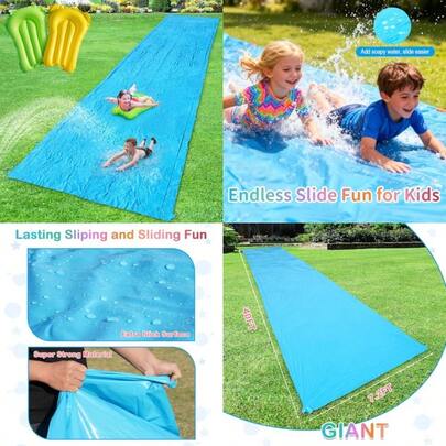 Tobogán acuático antideslizante de 40 pies, deslizamiento gigante, salpicaduras y tobogán para niños, adolescentes y adultos, agua y toboganes de verano, resistente para patio al aire última