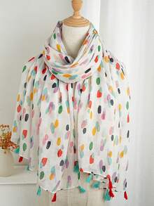 1 Stück modischer Ditsy Blumen Schal für Frauen, 180*85cm Schal geeignet für Reisen & Alltag, Polyester Casual Kopftuch, Klimaanlagen Umhang, Accessoires, Urlaub - Verschiedenfarbig - Übersicht 4