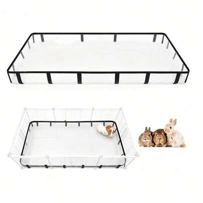Transparent PVC Guinea Pig Cage Liner Pad With Black Ties - Easy Clean Bedding Mat For Hamsters, Rabbits And Small Pets, Minimalist Design Cage Accessory
