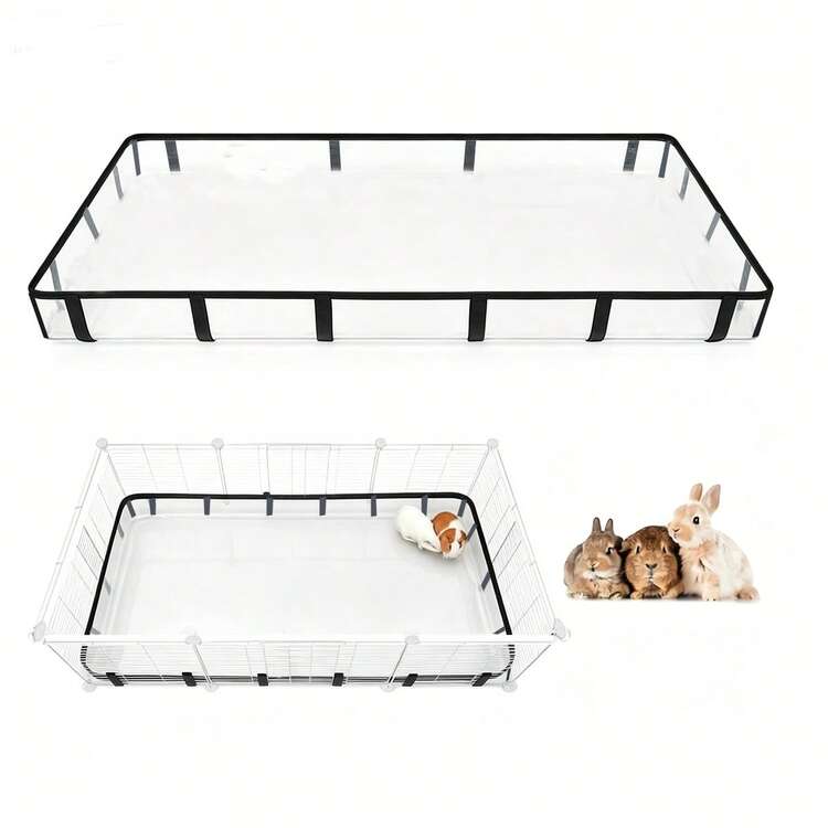 Tấm lót chuồng chuột lang bằng PVC trong suốt có dây buộc màu đen - Thảm lót chuồng dễ vệ sinh cho chuột hamster, thỏ và các thú cưng nhỏ, phụ kiện chuồng thiết kế tối giản. - Xem 1