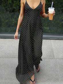 Vestido de tirantes con estampado de leopardo de moda de verano para mujer - Negro - Ver 7